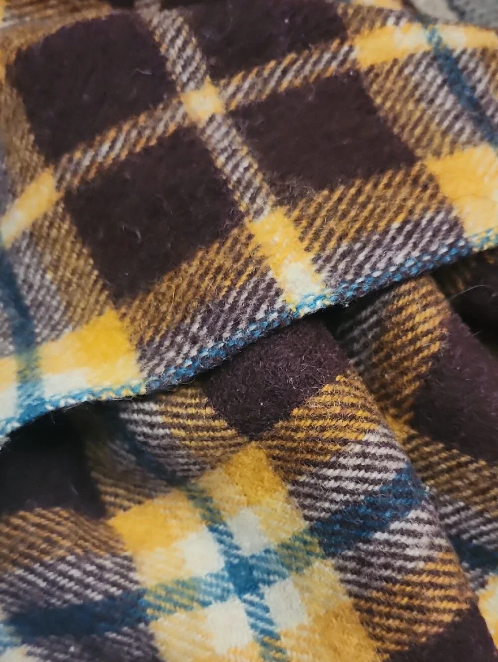 💥4th July Sale 💥Vintage Faribault Wool Mills Brown Yellow  Plaid Wool Blanket